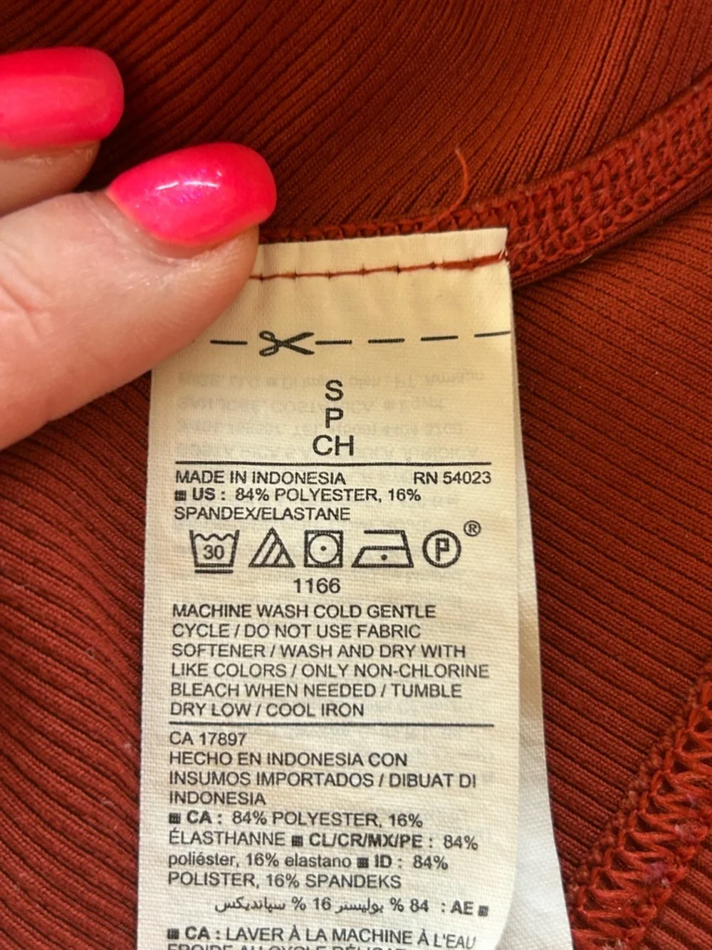 Old Navy Active Ribbed Tank Top Rust Orange Seam Detail Fitted Athleisure Small - Picture 5 of 5